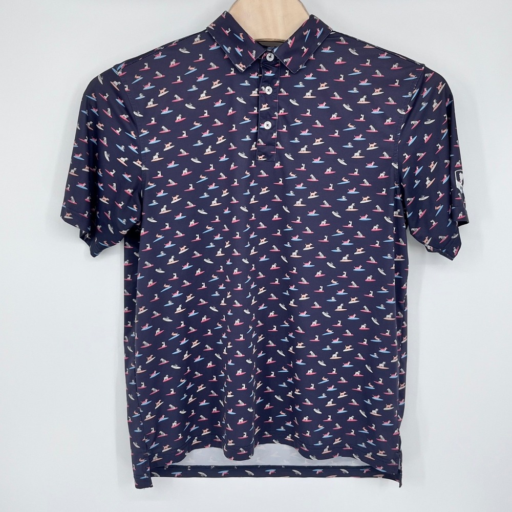 Straight‎ Down Polo Shirt Large Navy Blue Dog Surf Golf Ridgemoor Country Club